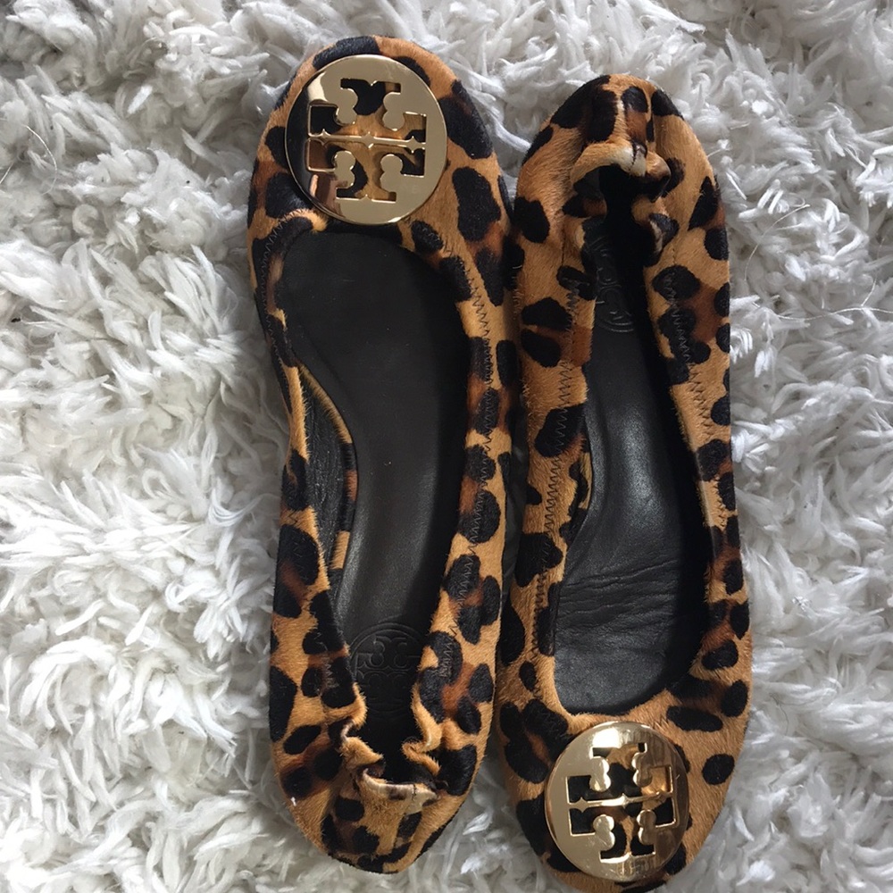 Tory Burch brown pony hair flat